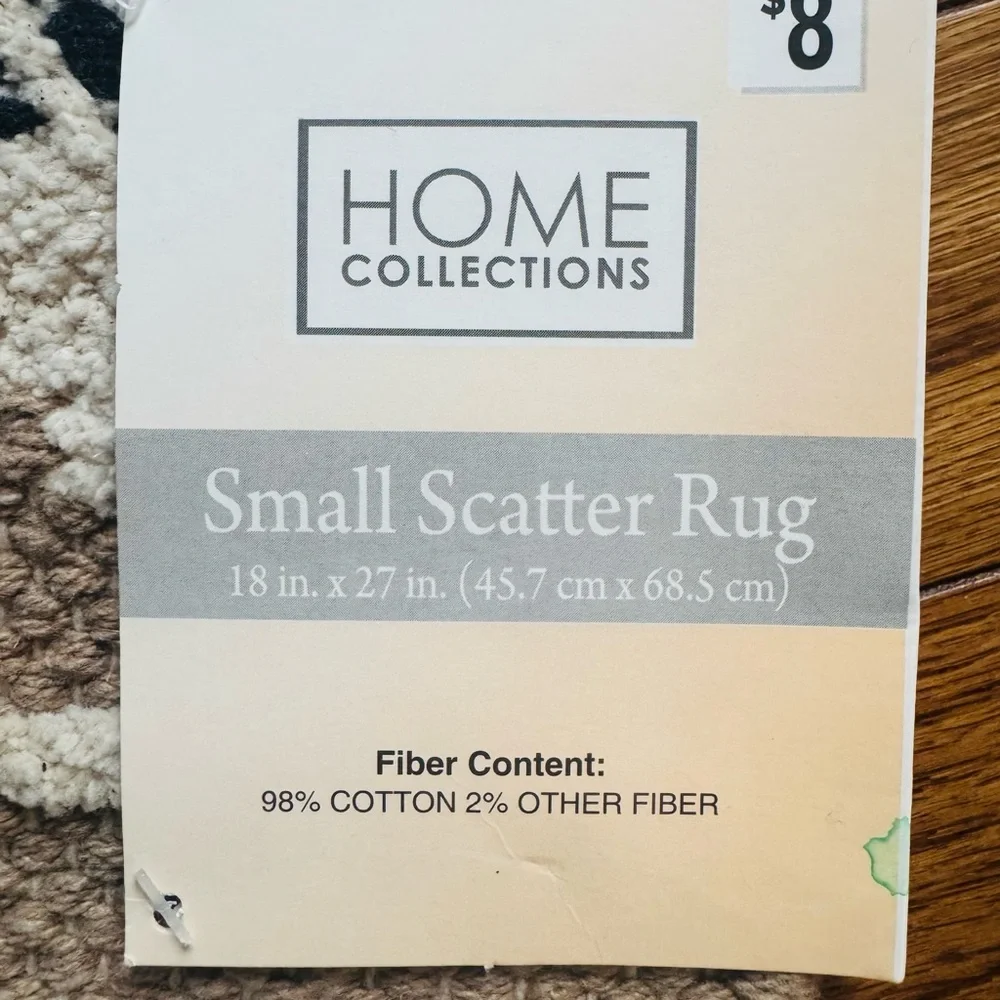 Set of 2 Home Collections Black and Cream Scatter Rugs